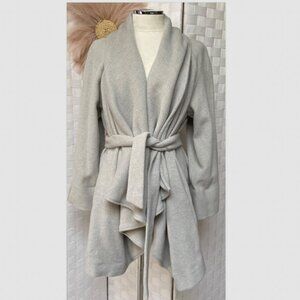 Lands' End Light Gray Wool Blend, Wrap Coat